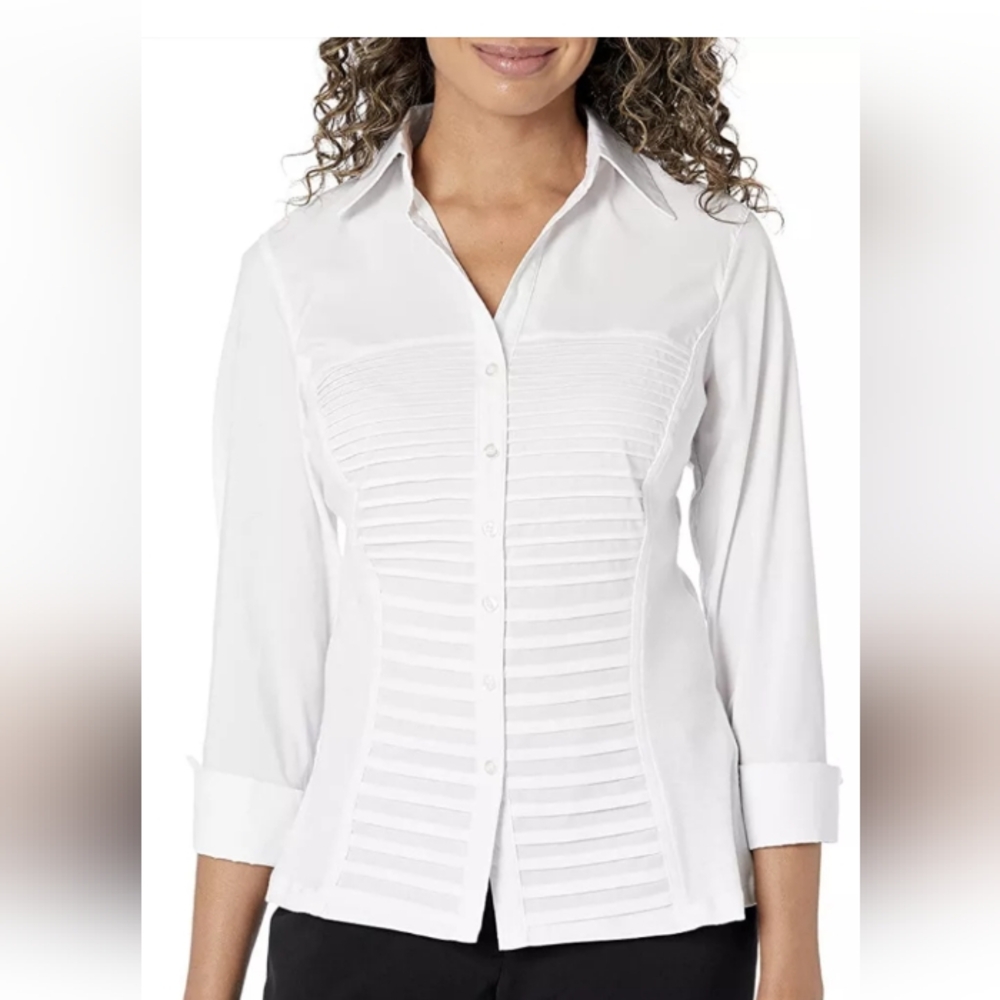 Zac & Rachel Button Down basic white top size large